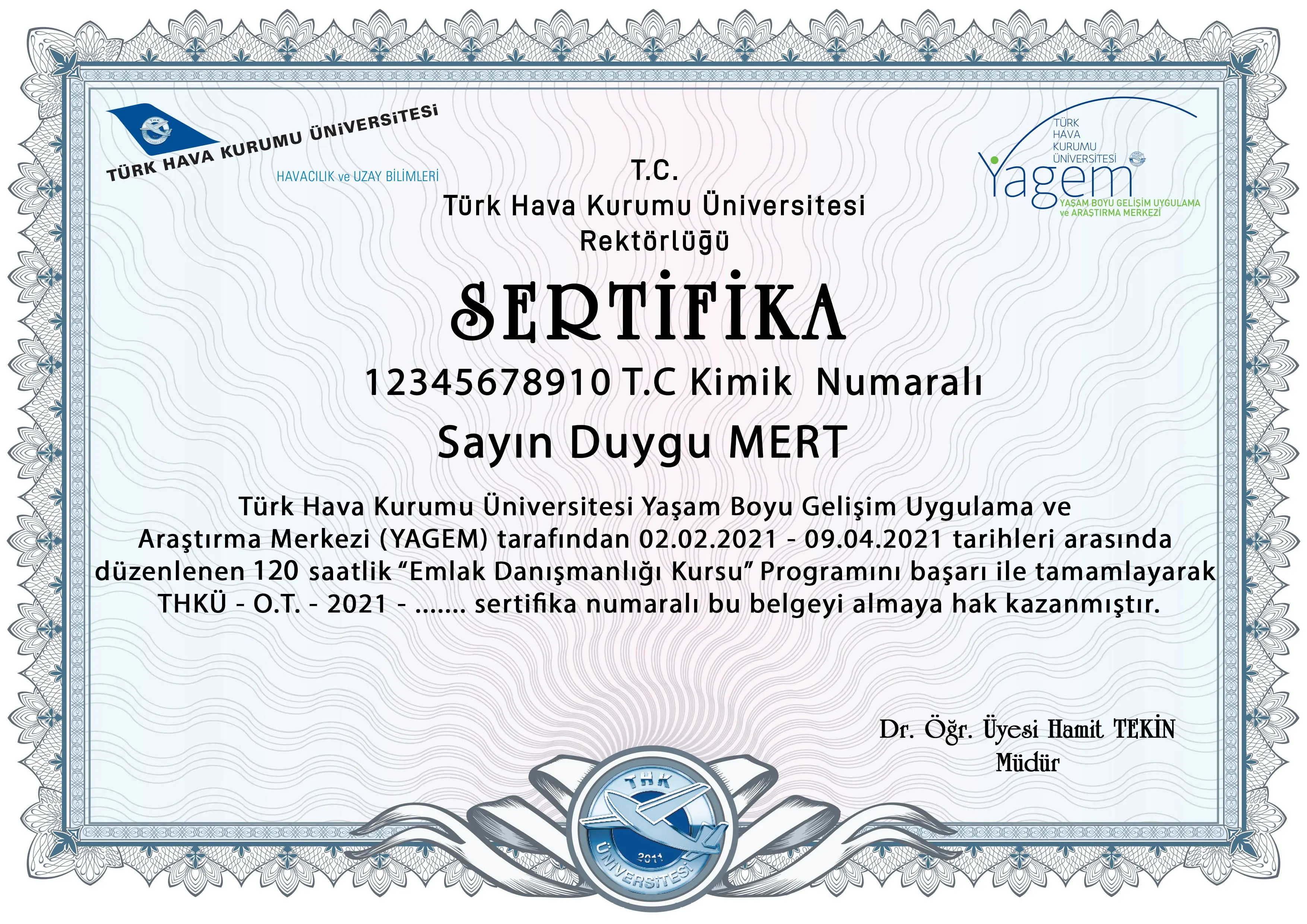 Türk Hava Kurumu Üniversitesi Emlak Danışmanlığı Sertifikası